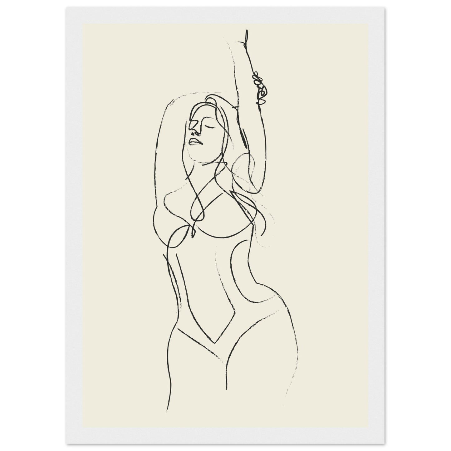 Line Art 'Beach Ready' - Premium Matte Paper Wooden Framed Poster