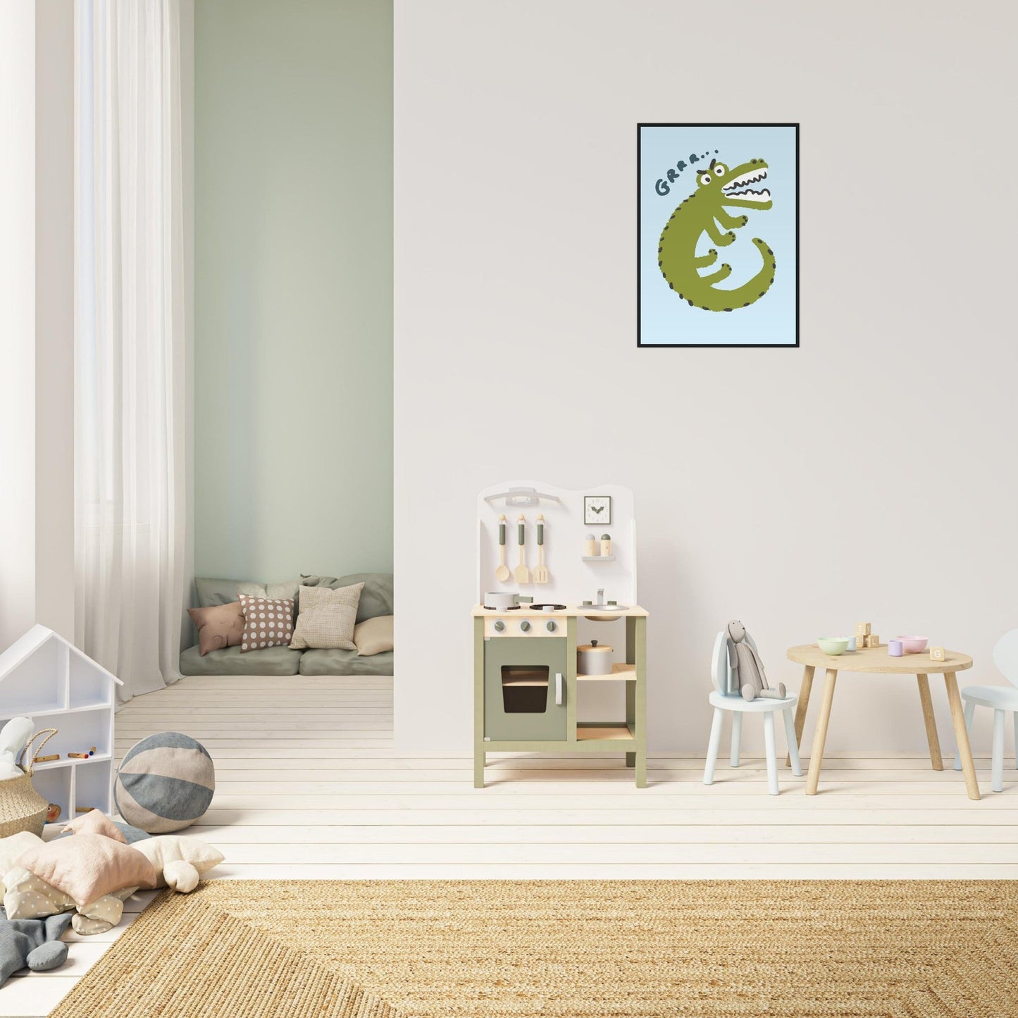 Animals 'Grrr...(Bad Day Croc)' - Premium Matte Paper Wooden Framed Poster
