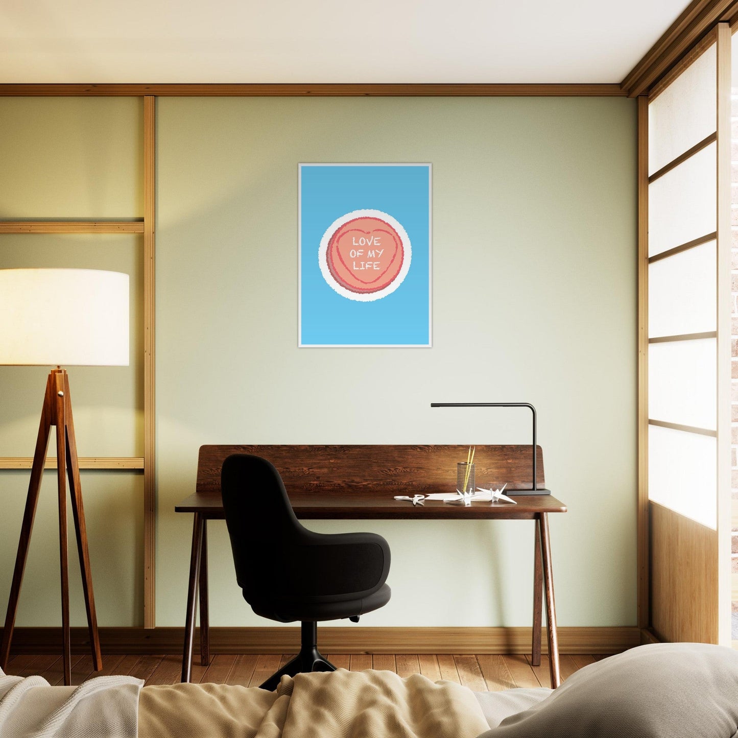 Sign 'Love Of My Life' Love Heart - Premium Matte Paper Wooden Framed Poster