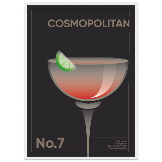 Cocktail 'Cosmopolitan' - Premium Matte Paper Wooden Framed Poster