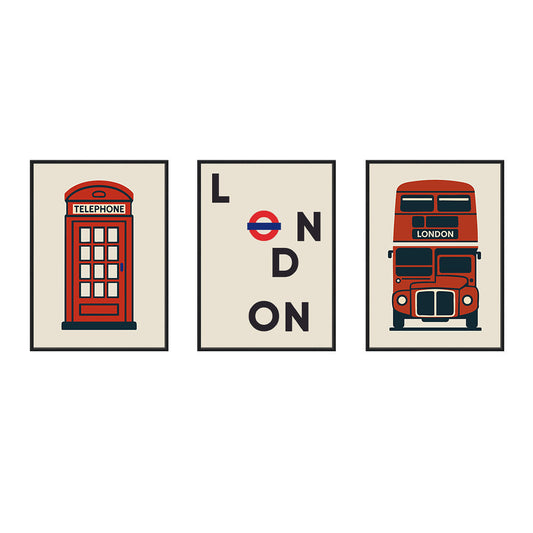 Cities/ Places 'London Triptych' - Premium Matte Paper Poster Framed Trio