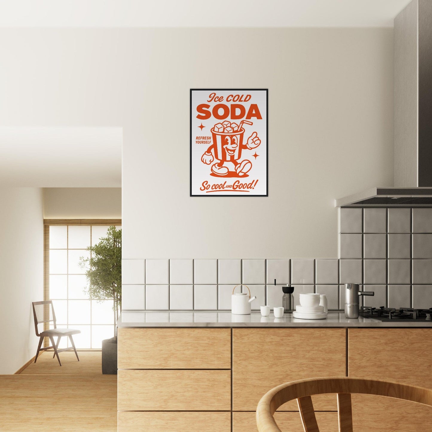 Food 'Ice Cold Soda' - Premium Matte Paper Wooden Framed Poster