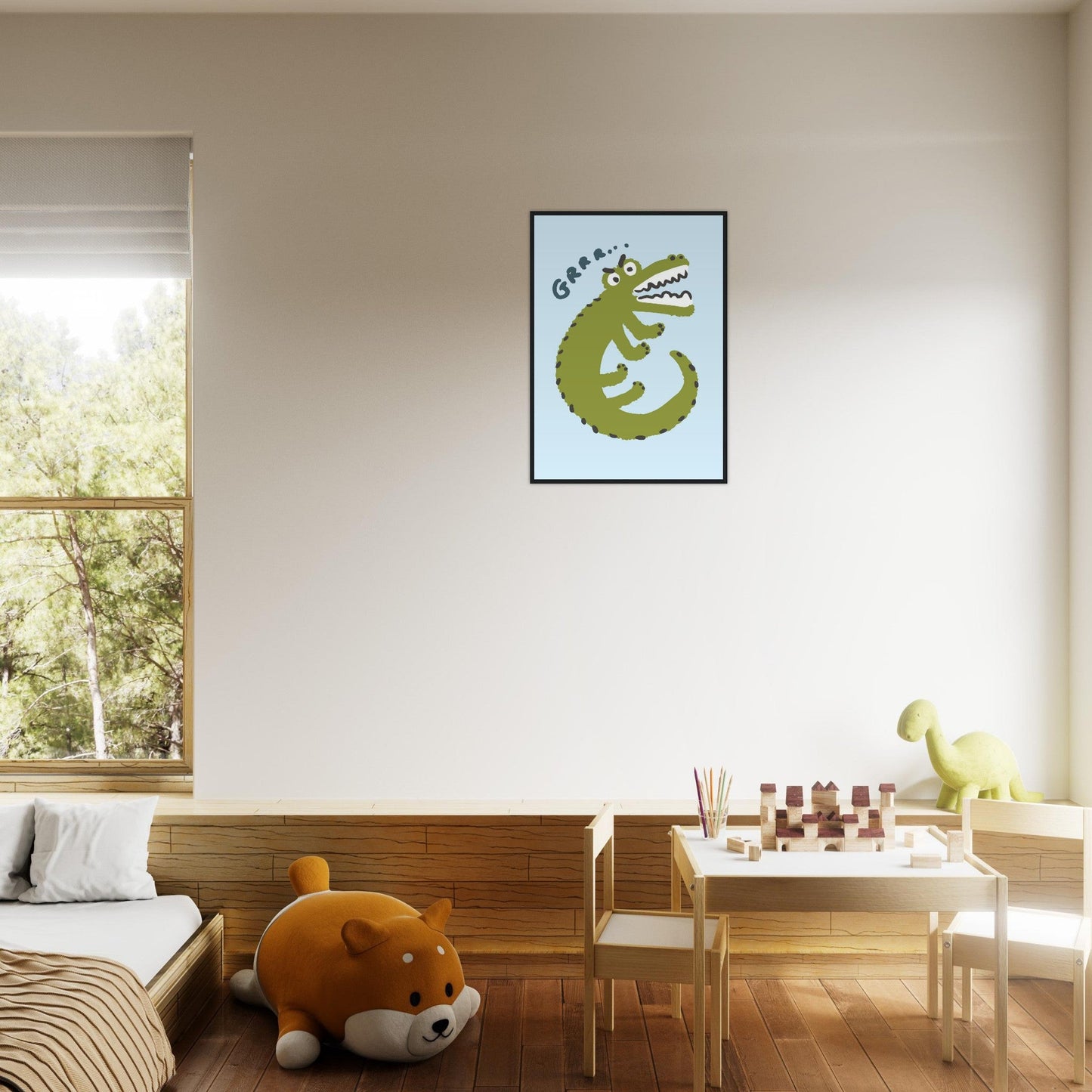 Animals 'Grrr...(Bad Day Croc)' - Premium Matte Paper Wooden Framed Poster