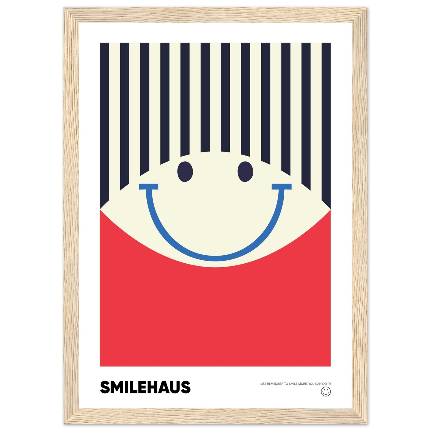 Red & Blue 'Smilehaus' - Premium Matte Paper Wooden Framed Poster