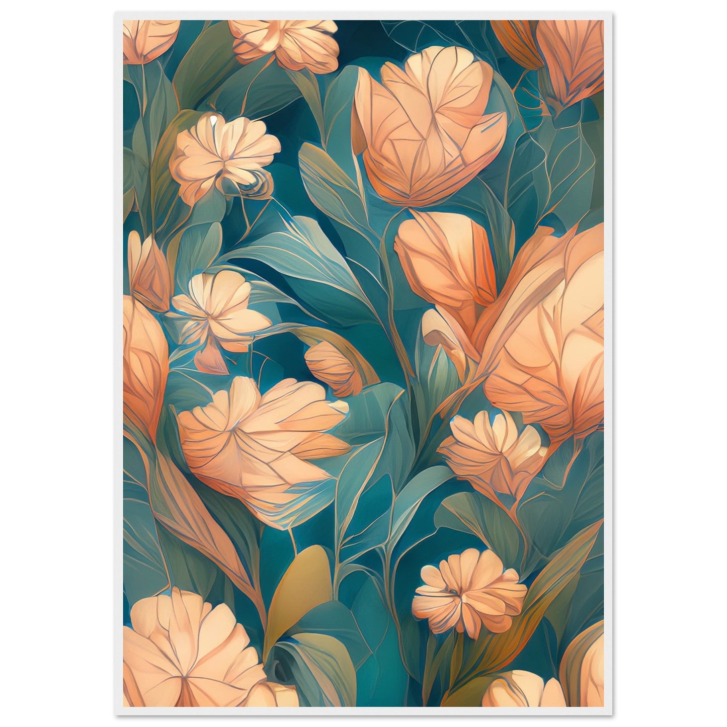 Flowers 'Abstract Garden' - Premium Matte Paper Wooden Framed Poster