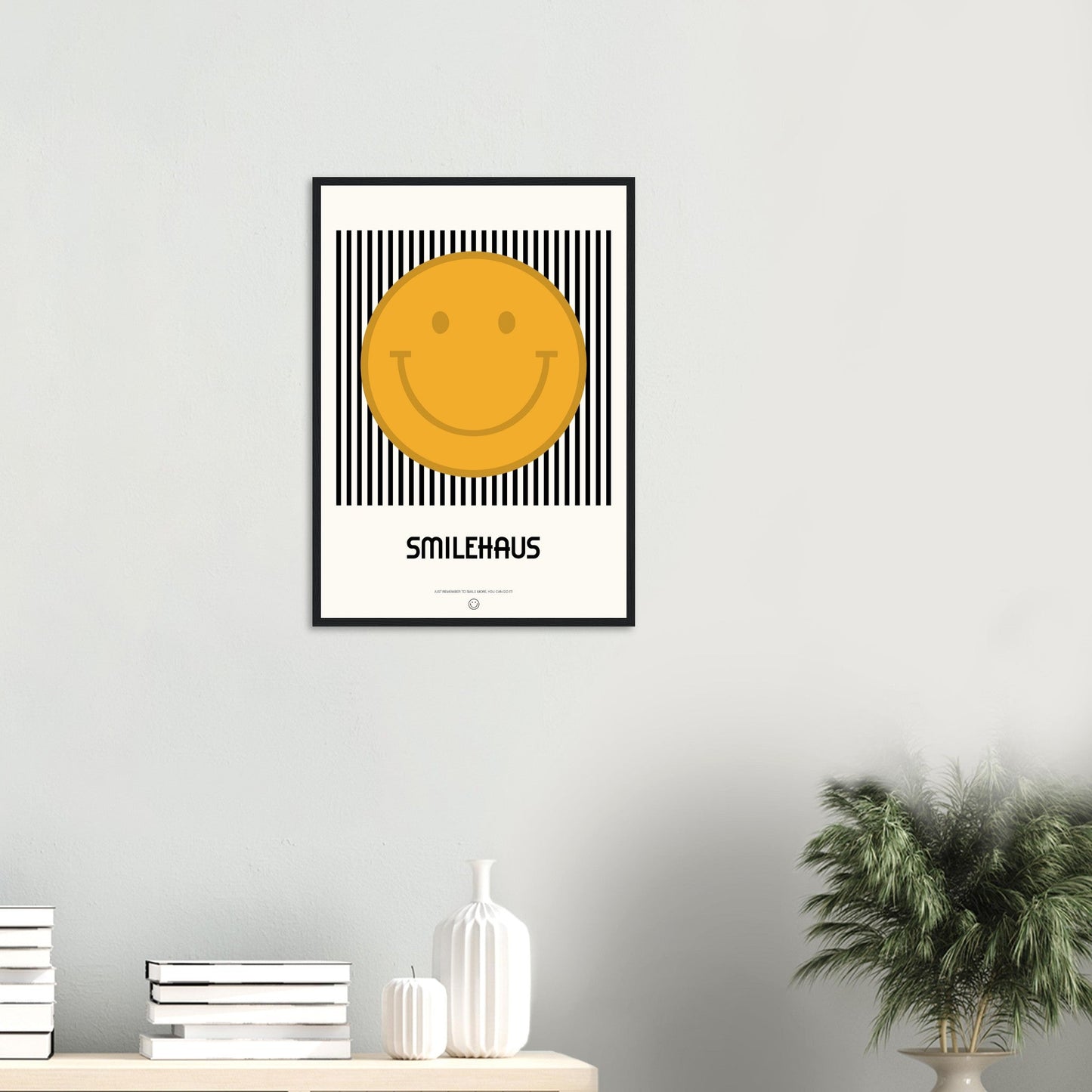 Yellow & Black 'Smilehaus' - Premium Matte Paper Wooden Framed Poster