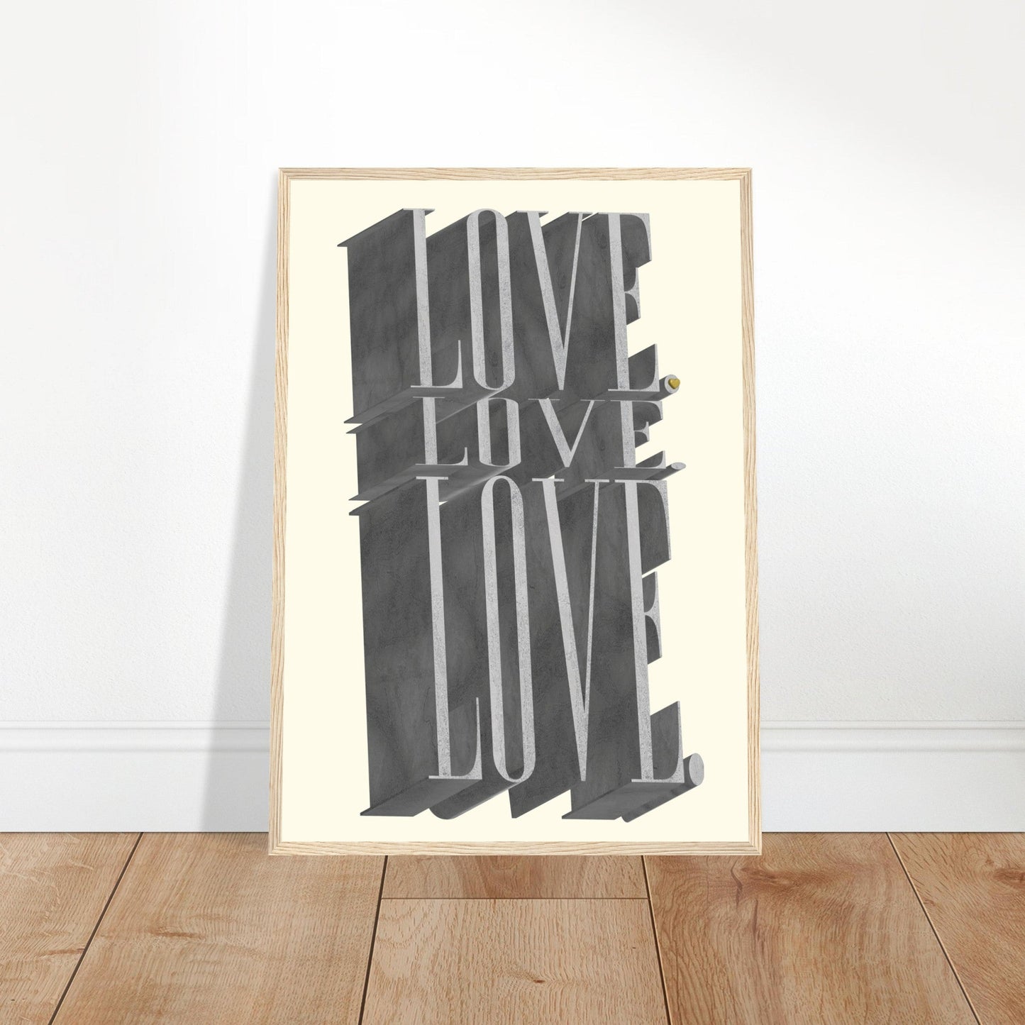 Sign 'Love, Love, Love' - Premium Matte Paper Wooden Framed Poster