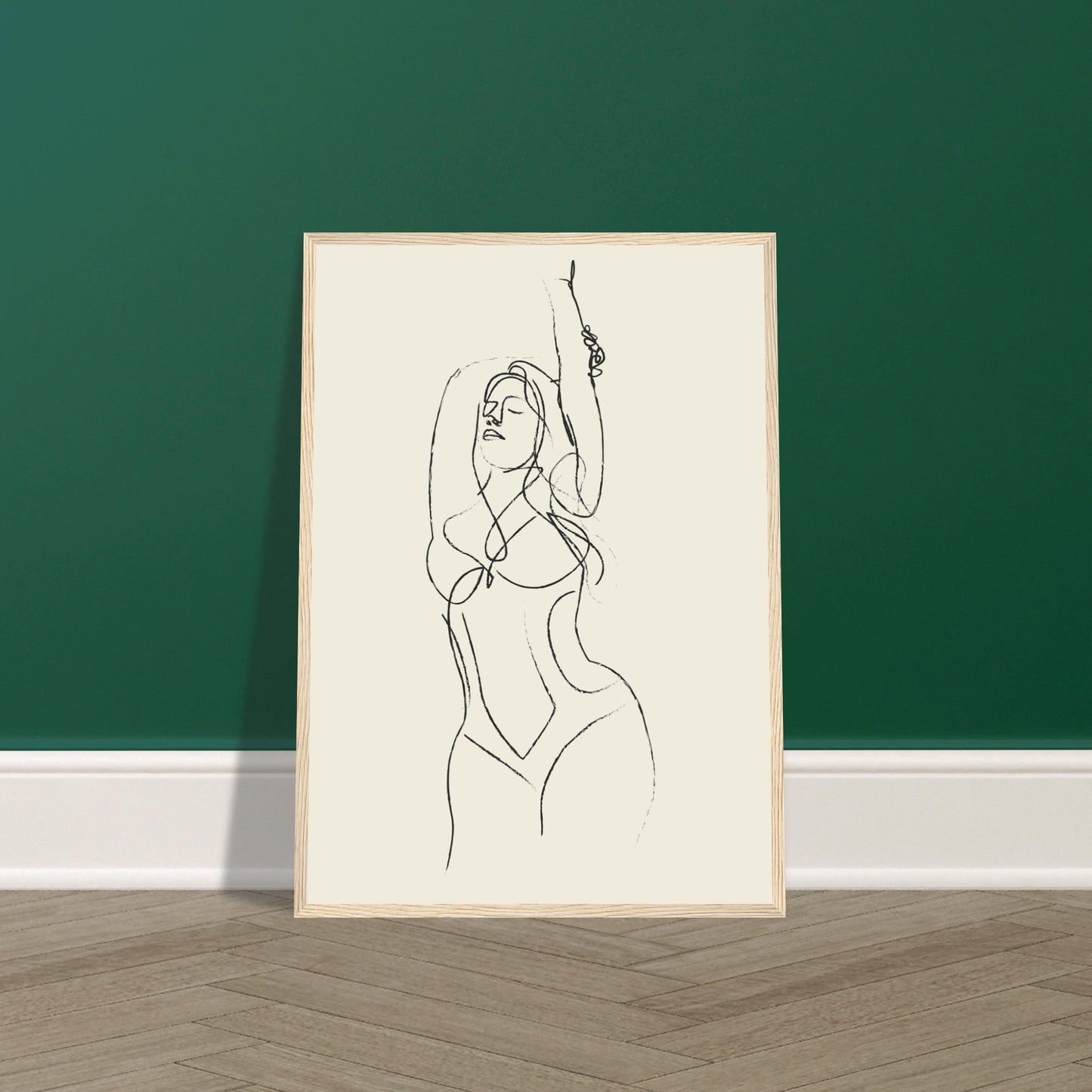 Line Art 'Beach Ready' - Premium Matte Paper Wooden Framed Poster
