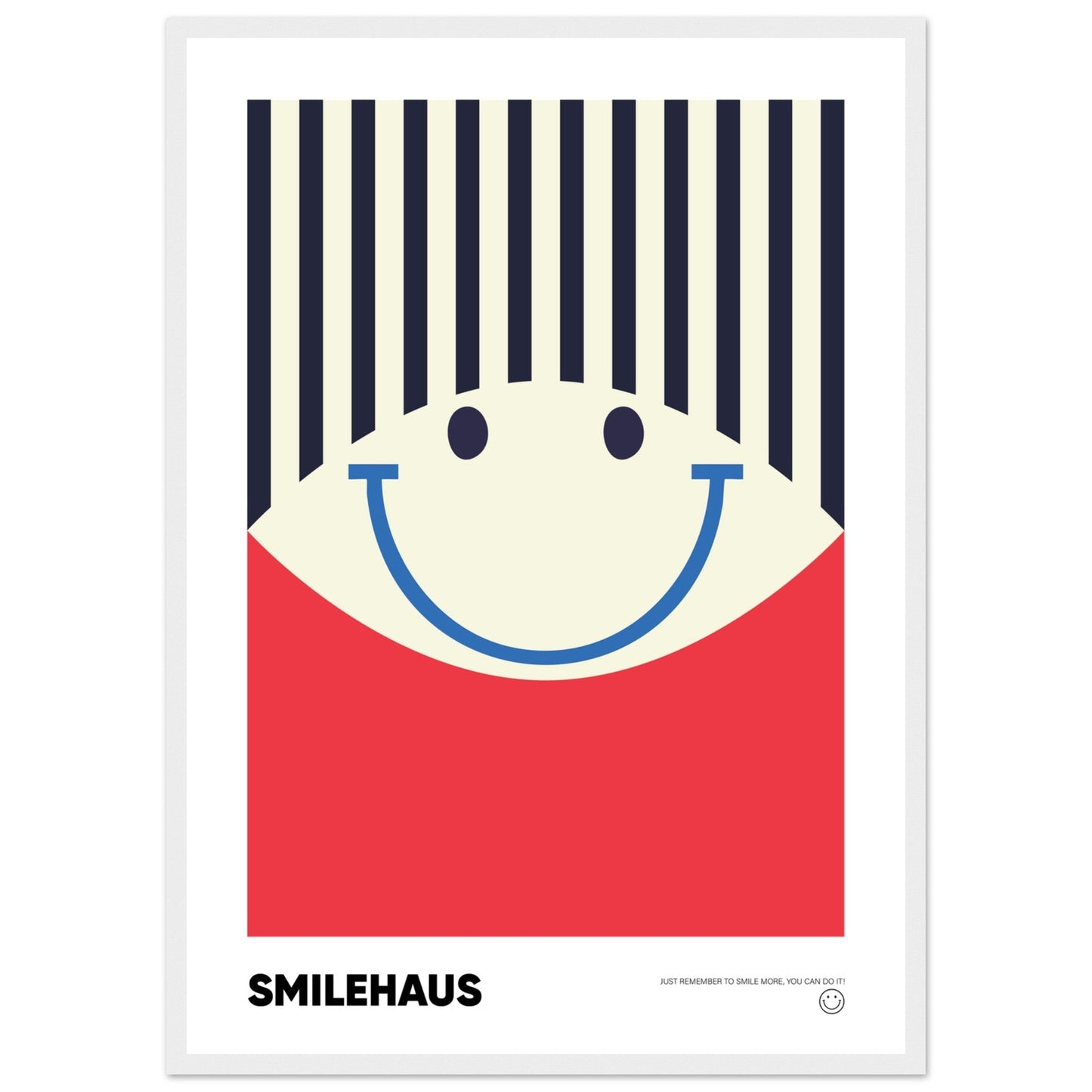 Red & Blue 'Smilehaus' - Premium Matte Paper Wooden Framed Poster