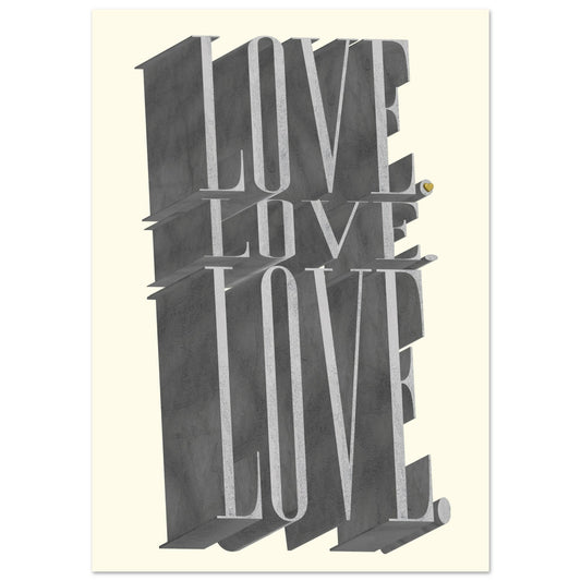 Sign 'Love, Love, Love' - Premium Matte Paper Poster