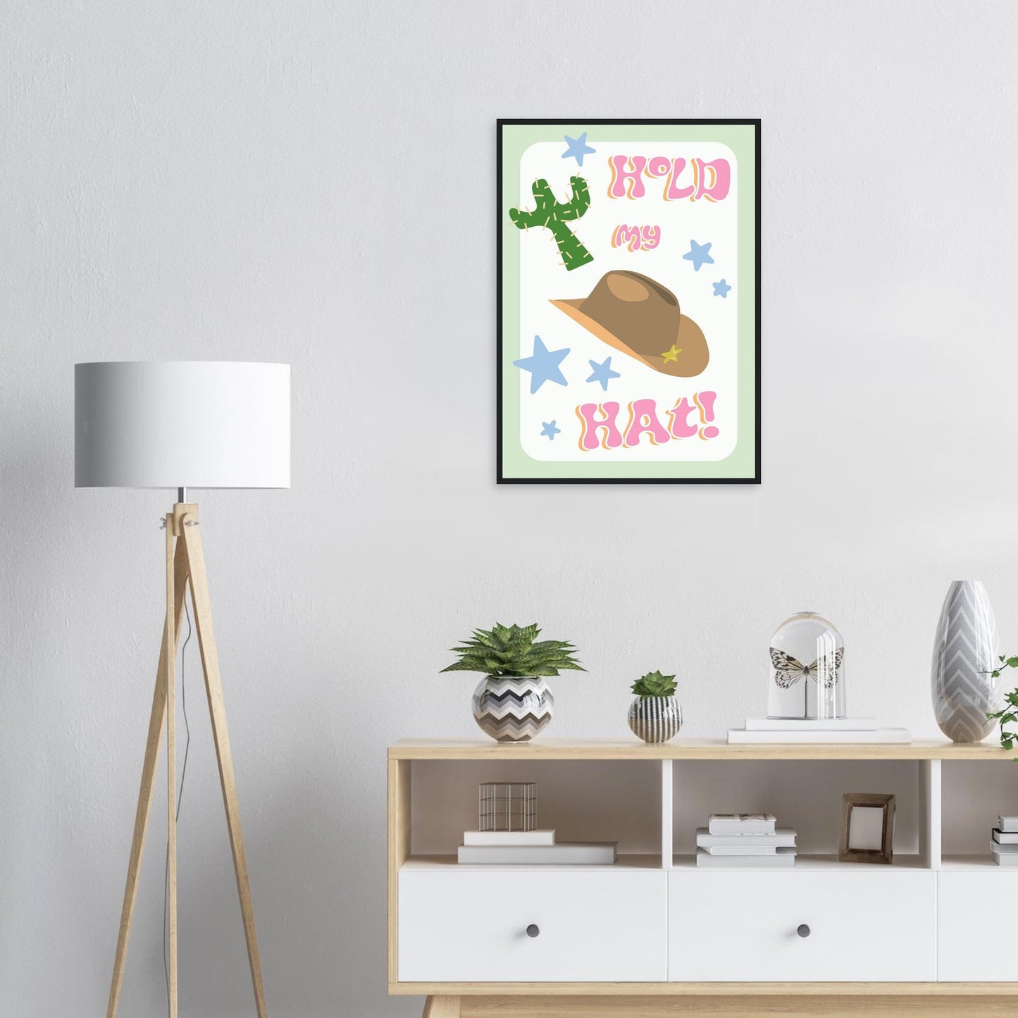 Groovy 'Hold My Hat' - Premium Matte Paper Wooden Framed Poster
