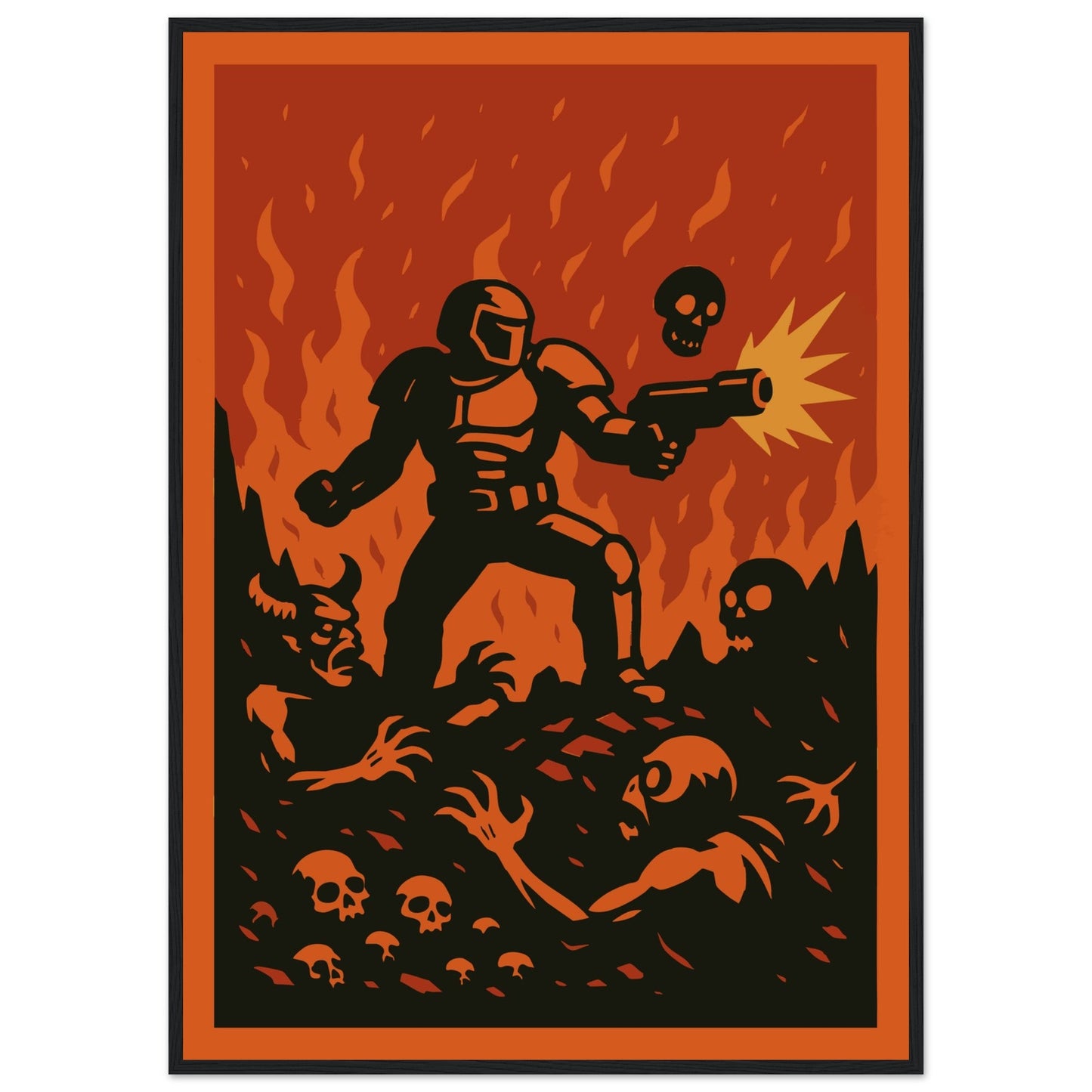Gaming 'Slayer' - Premium Matte Paper Wooden Framed Poster