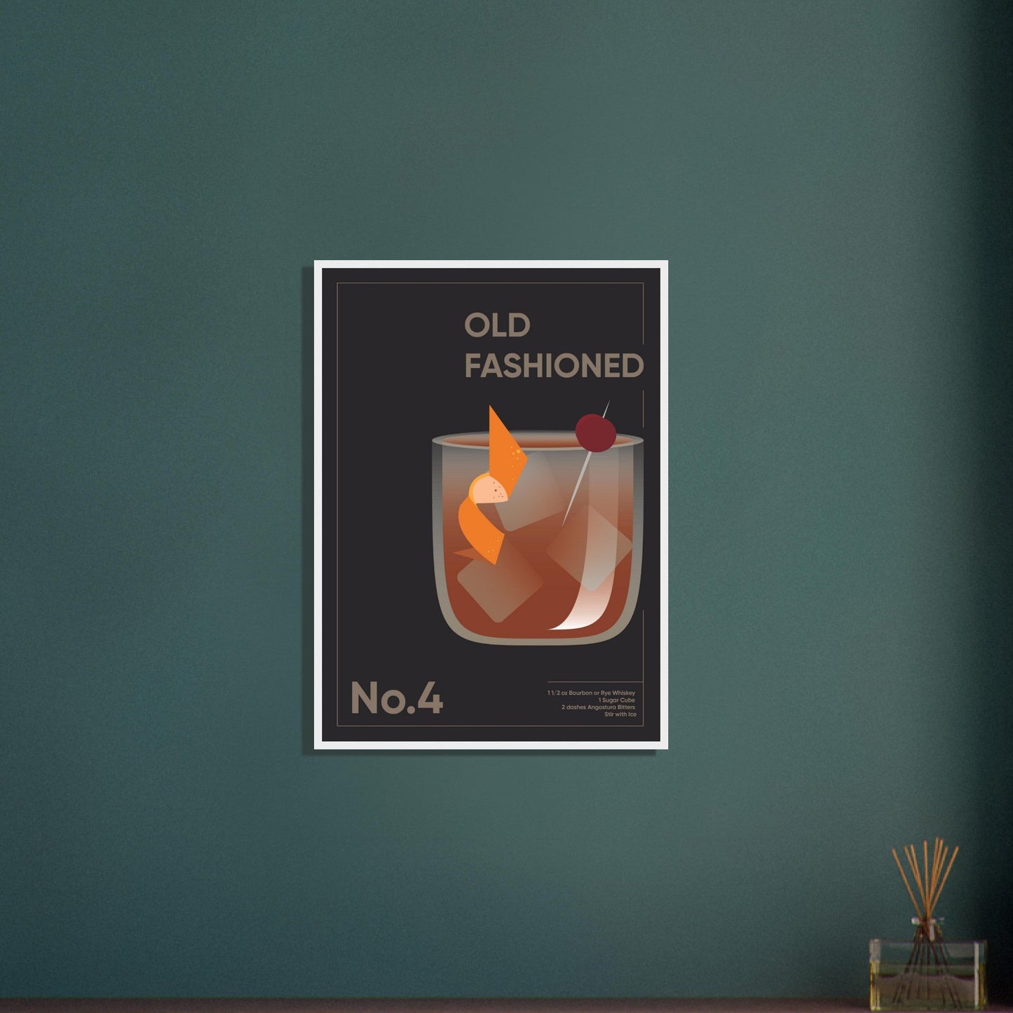 Cocktail 'Old Fashioned' - Premium Matte Paper Wooden Framed Poster