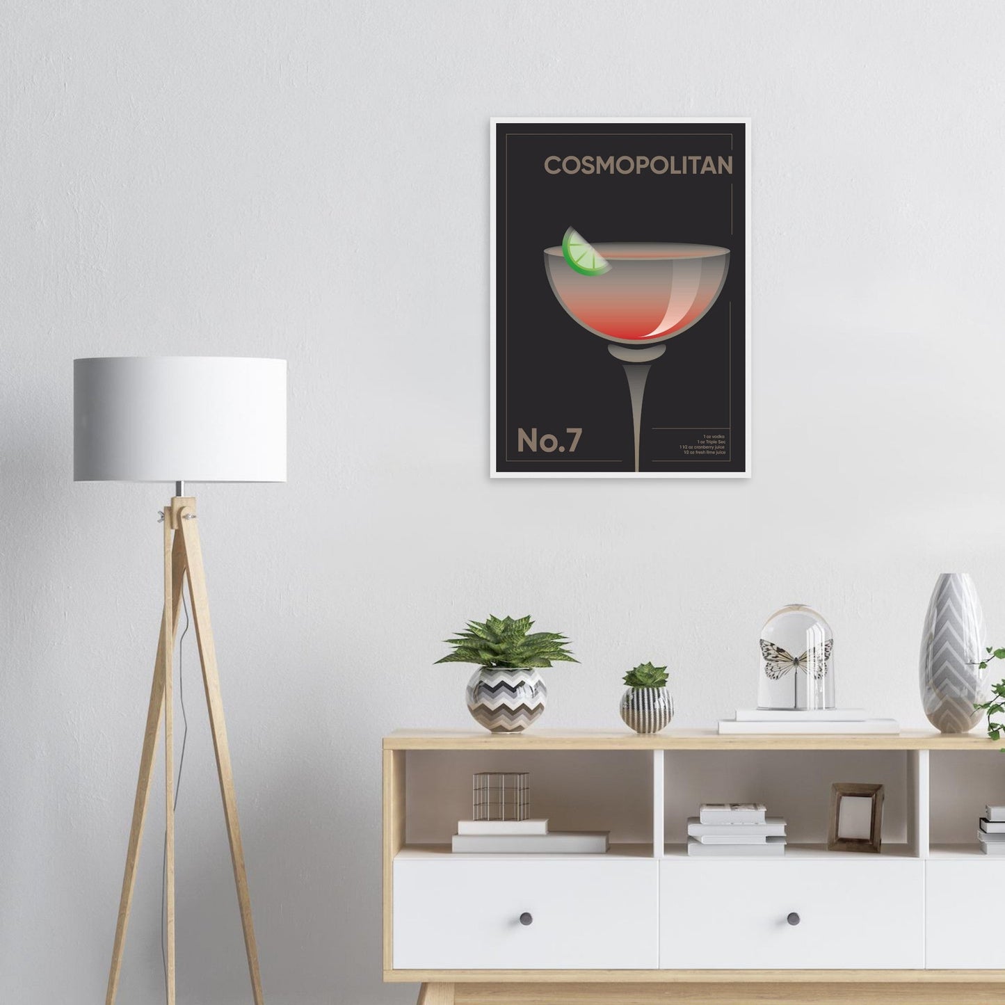 Cocktail 'Cosmopolitan' - Premium Matte Paper Wooden Framed Poster