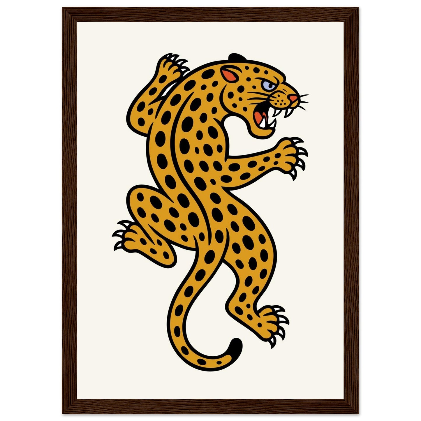 Leopard Traditional  - Premium Matte Paper Wooden Framed Poster