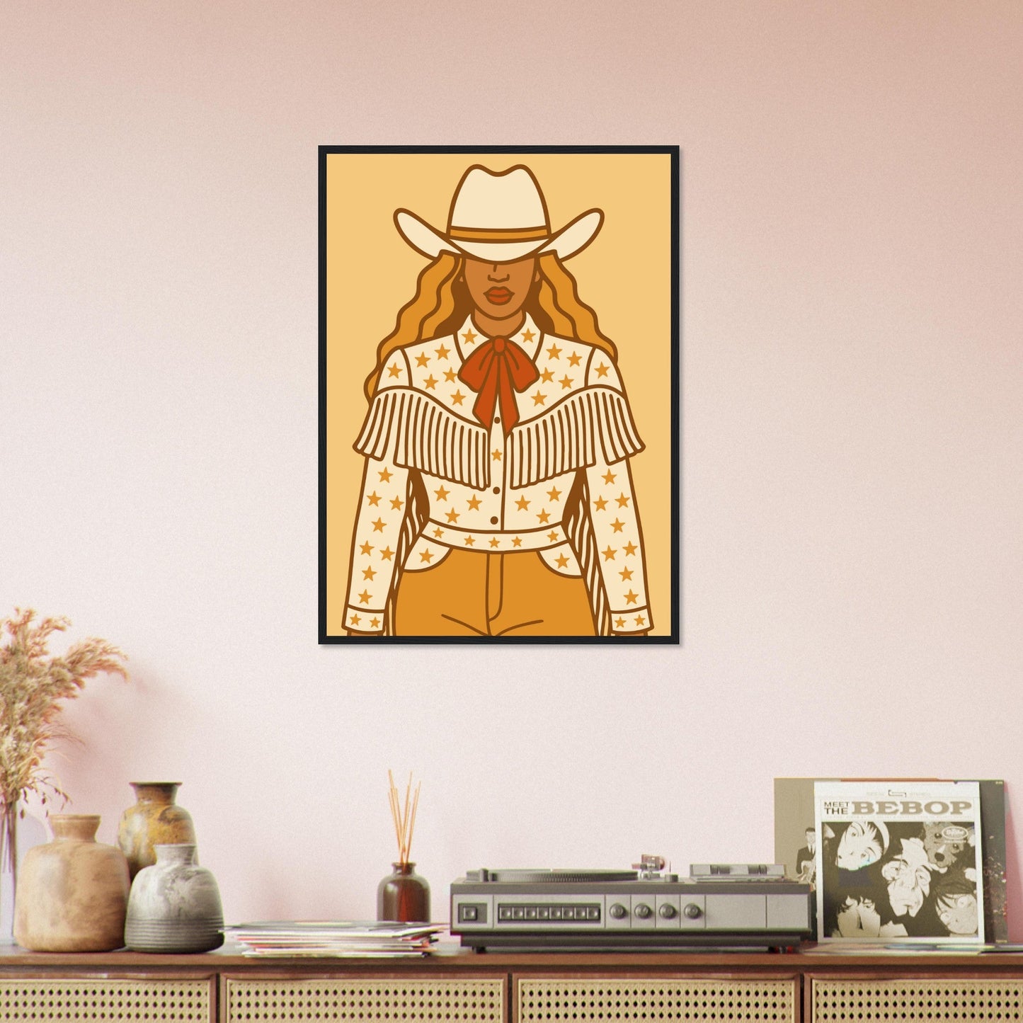 Cowboy 'B' - Premium Matte Paper Wooden Framed Poster