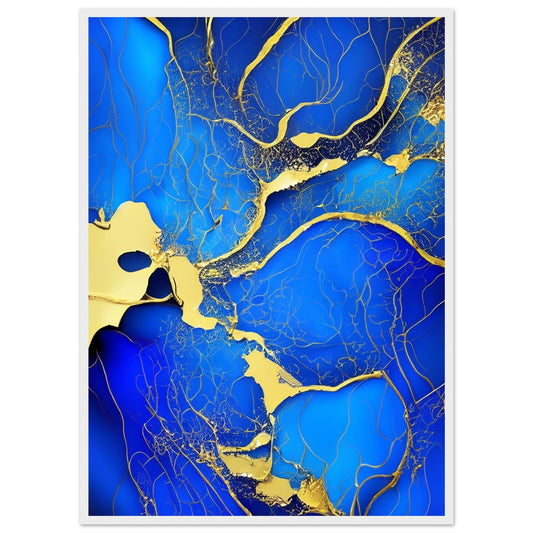 Marble 'Blue & Gold' II - Premium Matte Paper Wooden Framed Poster
