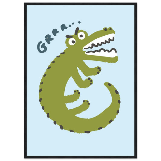 Animals 'Grrr...(Bad Day Croc)' - Premium Matte Paper Wooden Framed Poster