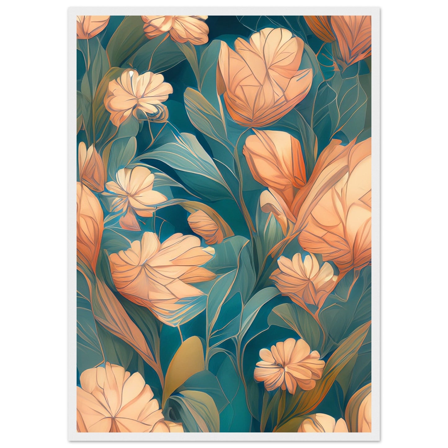 Flowers 'Abstract Garden' - Premium Matte Paper Wooden Framed Poster