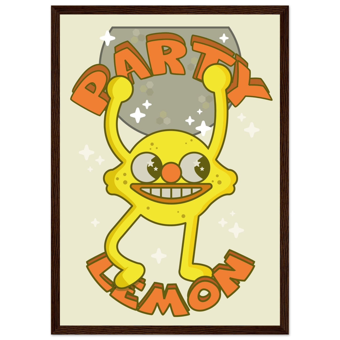 Fruity 'Party Lemon' - Premium Matte Paper Wooden Framed Poster