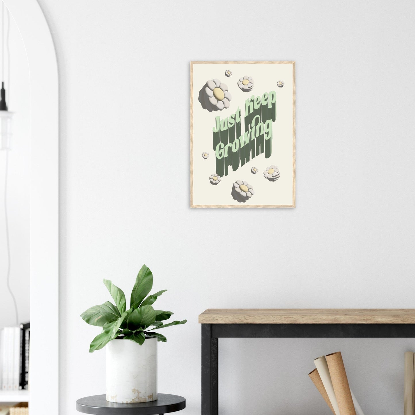 Sign 'Just Keep Growing' - Premium Matte Paper Wooden Framed Poster