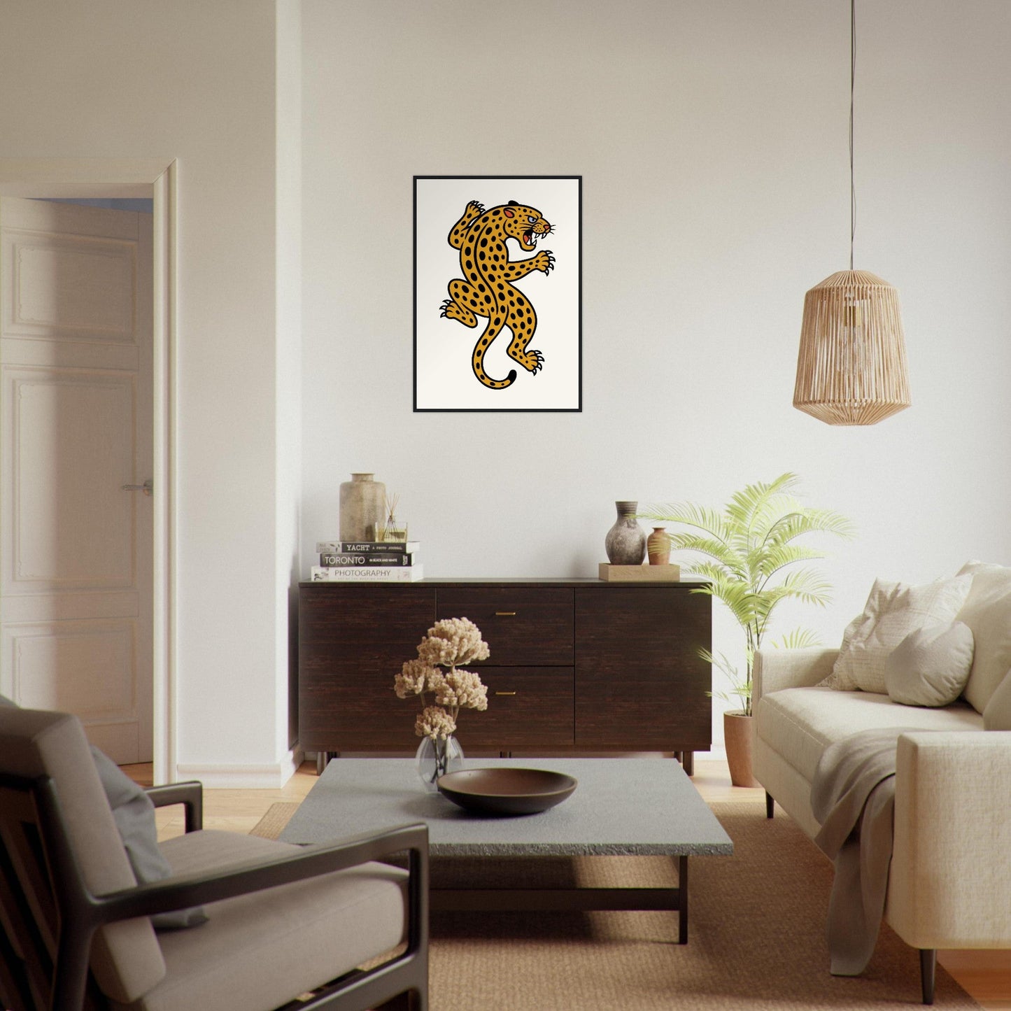 Leopard Traditional  - Premium Matte Paper Wooden Framed Poster
