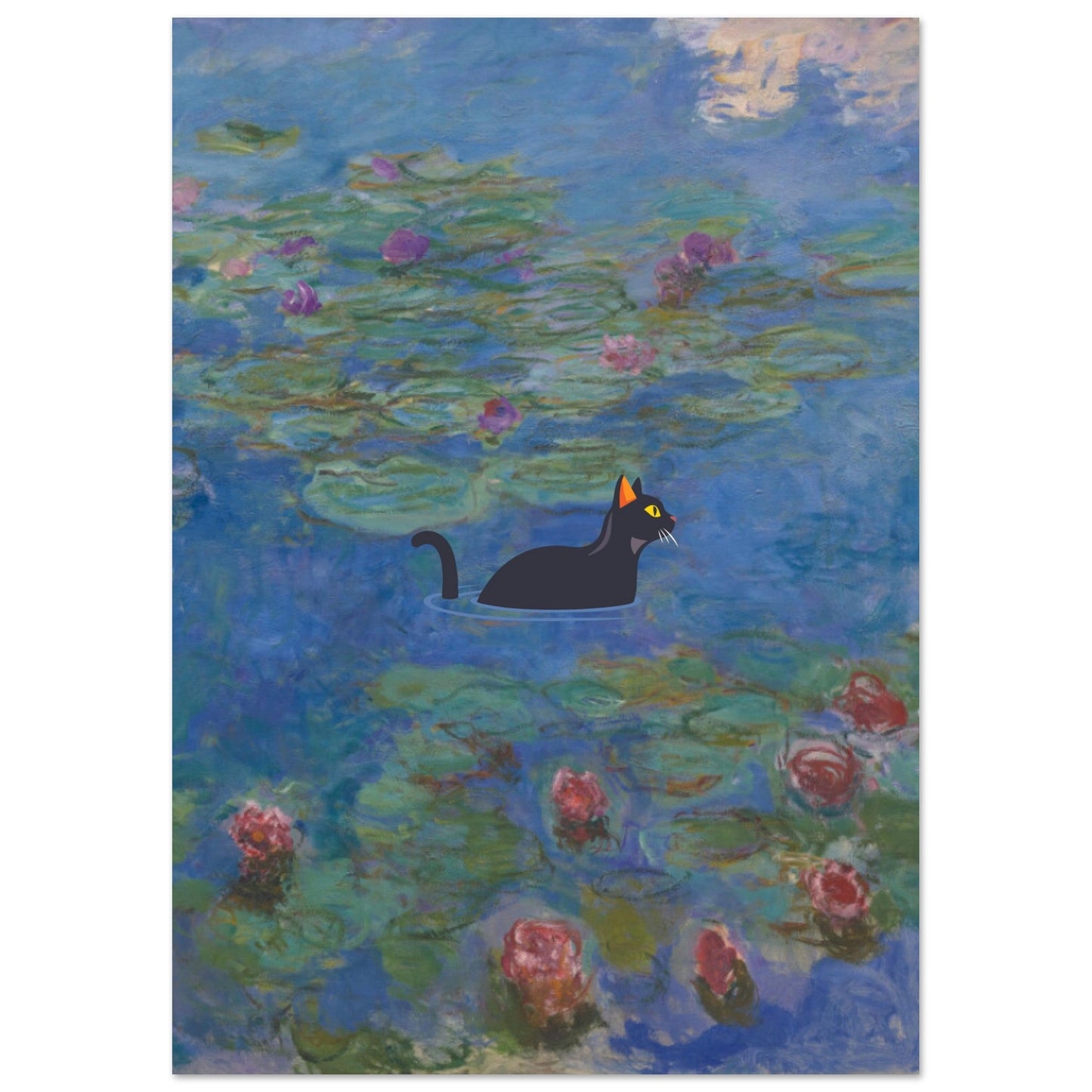 Water lilies (Cat) - Premium Matte Paper Poster