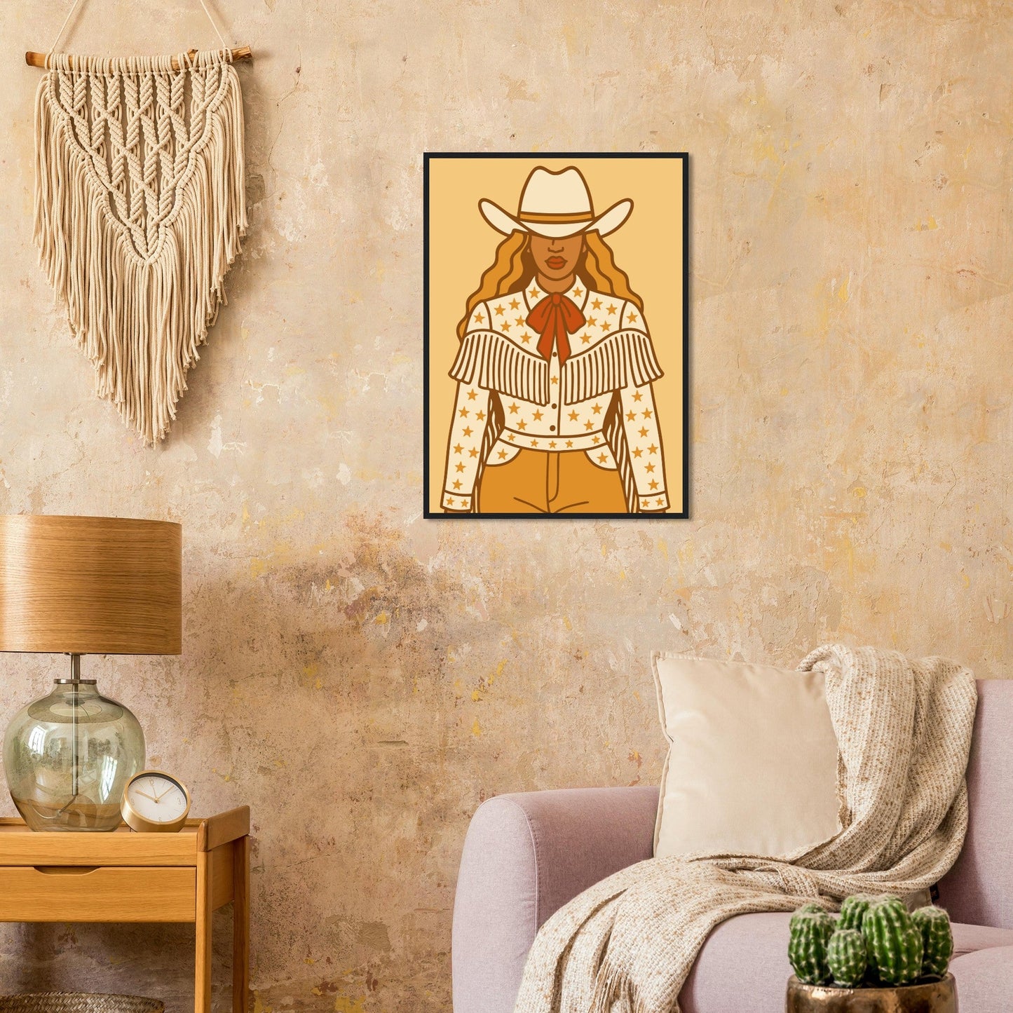 Cowboy 'B' - Premium Matte Paper Wooden Framed Poster