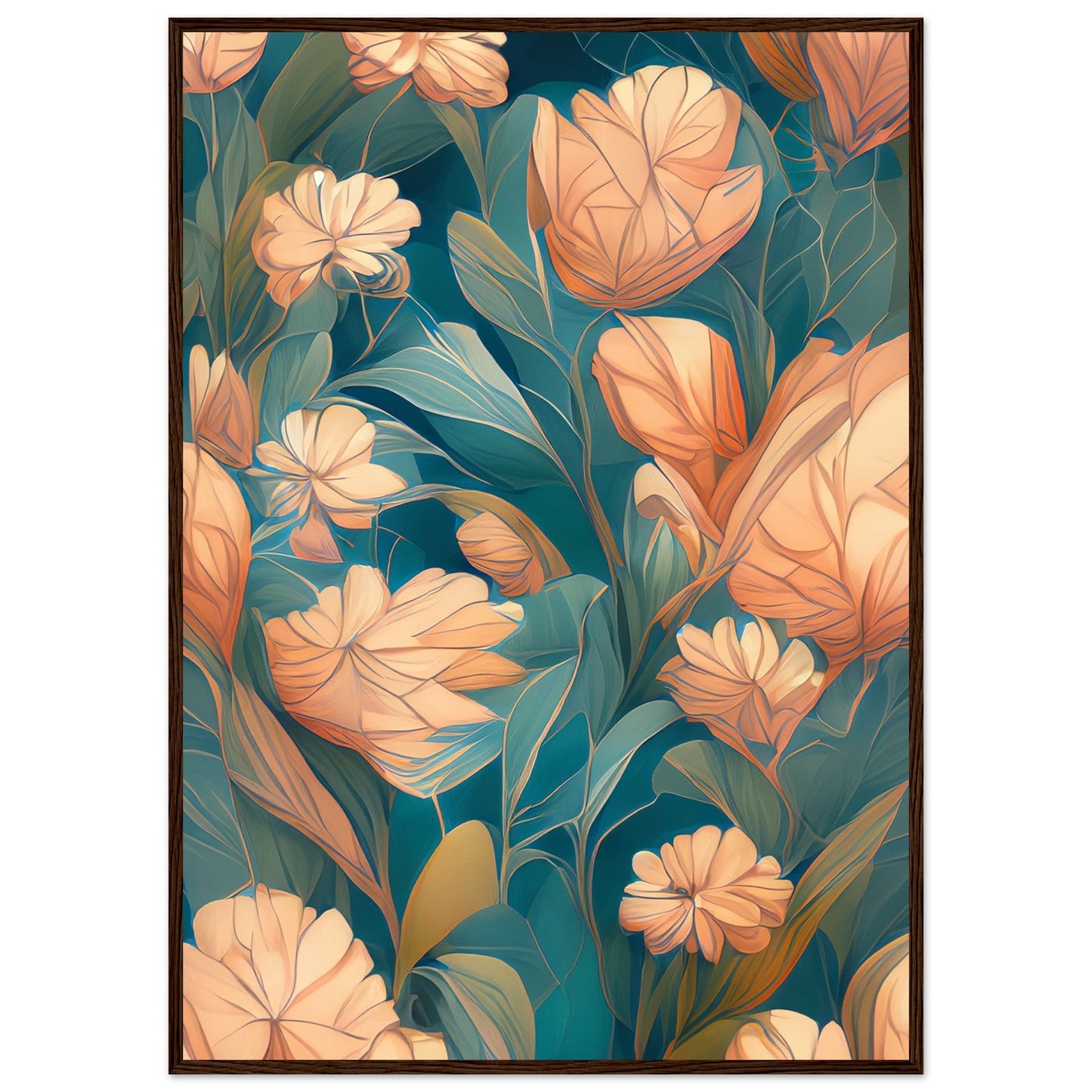Flowers 'Abstract Garden' - Premium Matte Paper Wooden Framed Poster