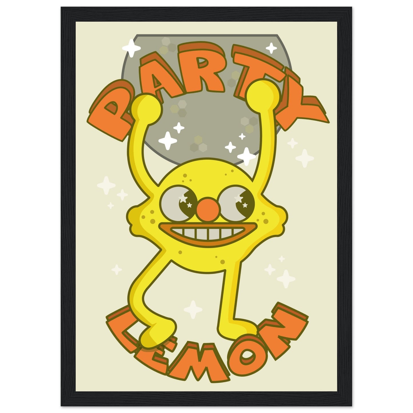 Fruity 'Party Lemon' - Premium Matte Paper Wooden Framed Poster