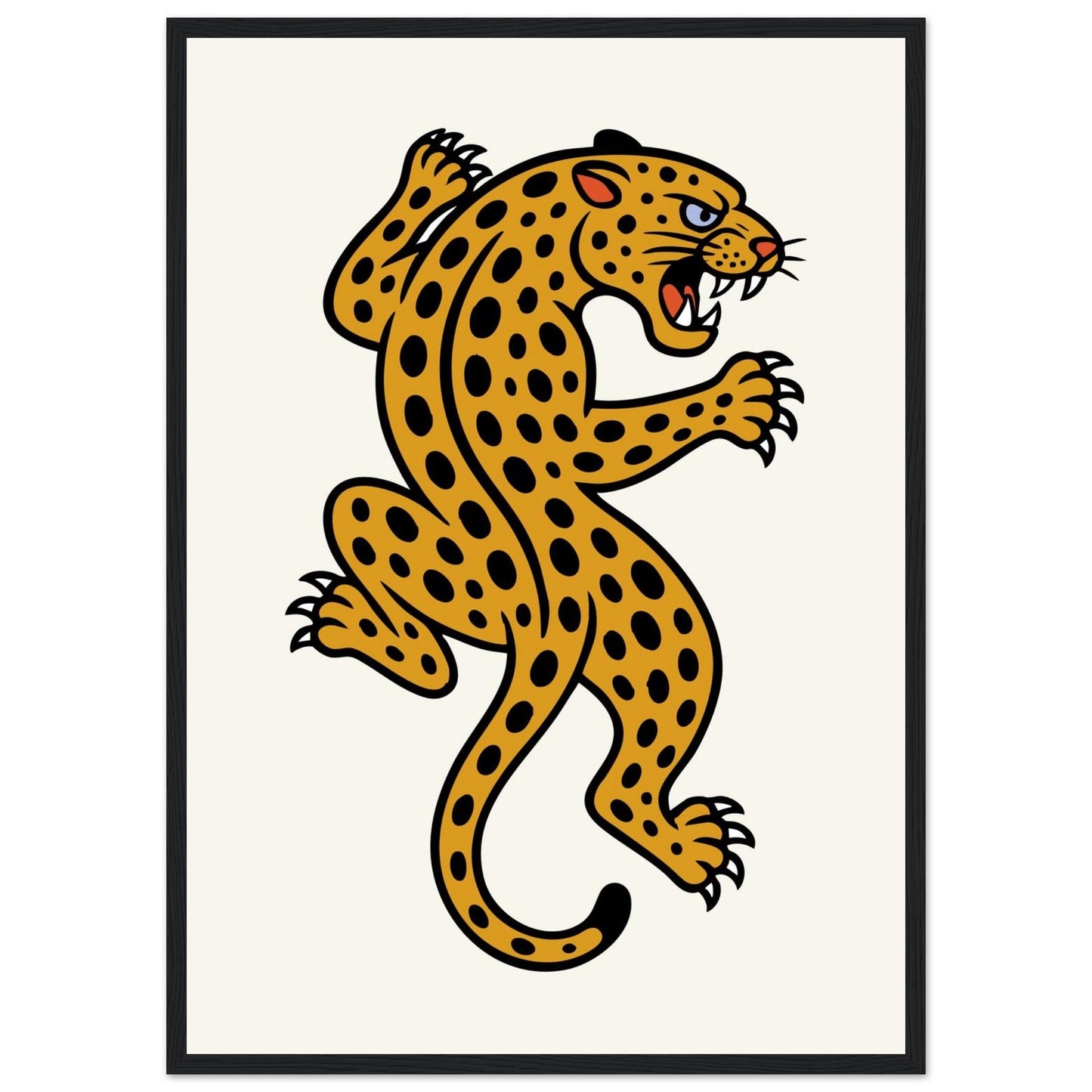 Leopard Traditional  - Premium Matte Paper Wooden Framed Poster