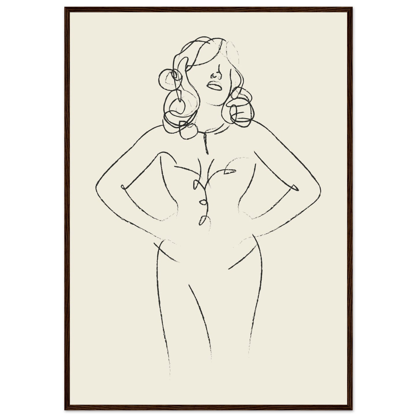 Line Art 'Sabrina' - Premium Matte Paper Wooden Framed Poster