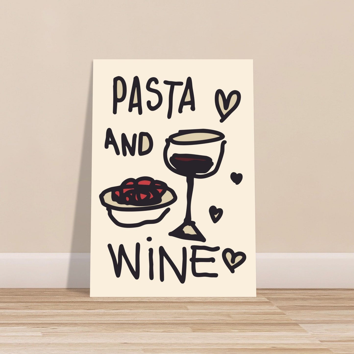 Food 'Pasta & Wine' - Premium Matte Paper Poster