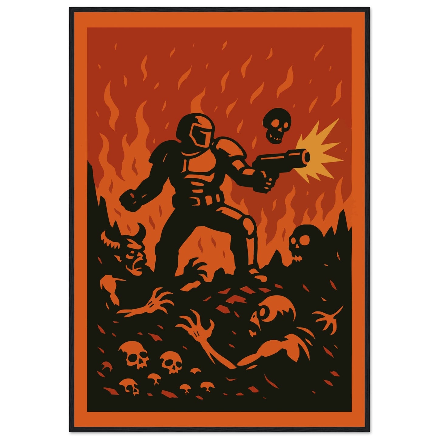 Gaming 'Slayer' - Premium Matte Paper Wooden Framed Poster