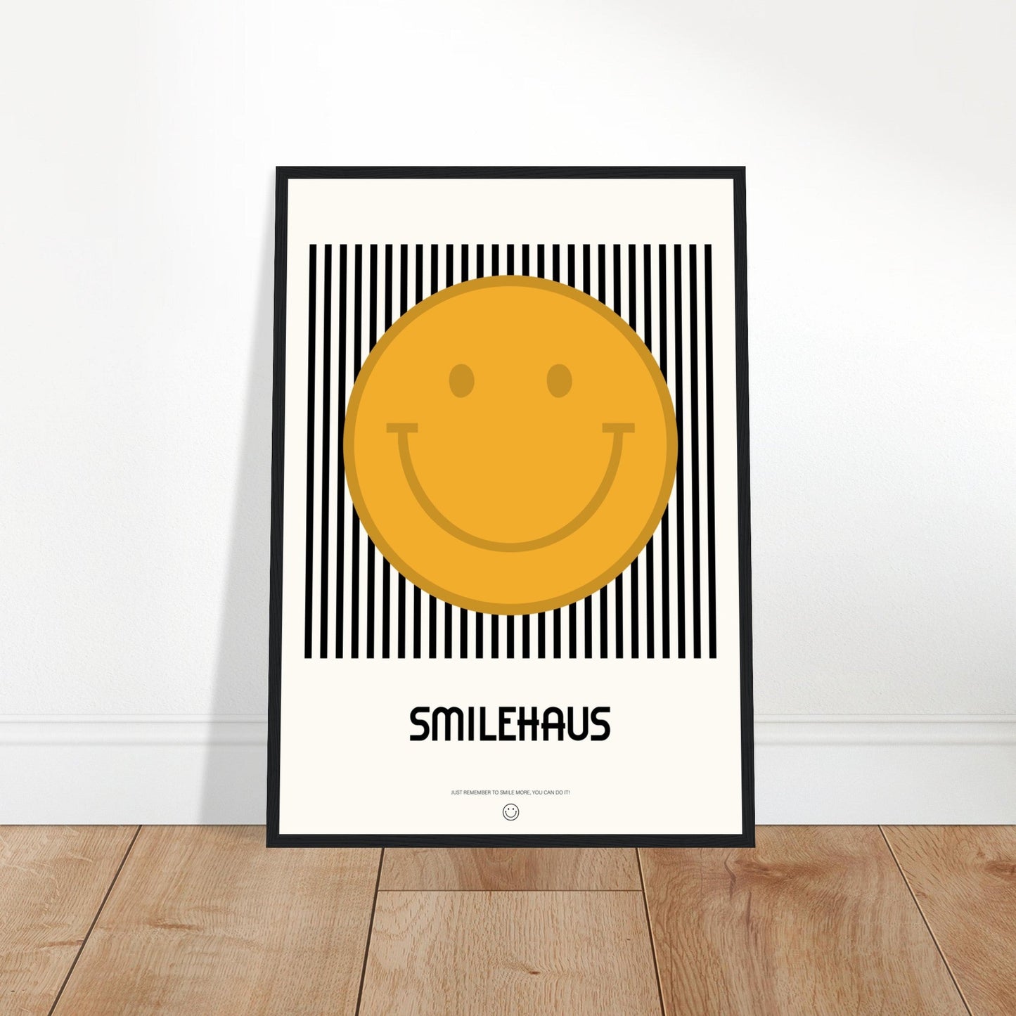 Yellow & Black 'Smilehaus' - Premium Matte Paper Wooden Framed Poster