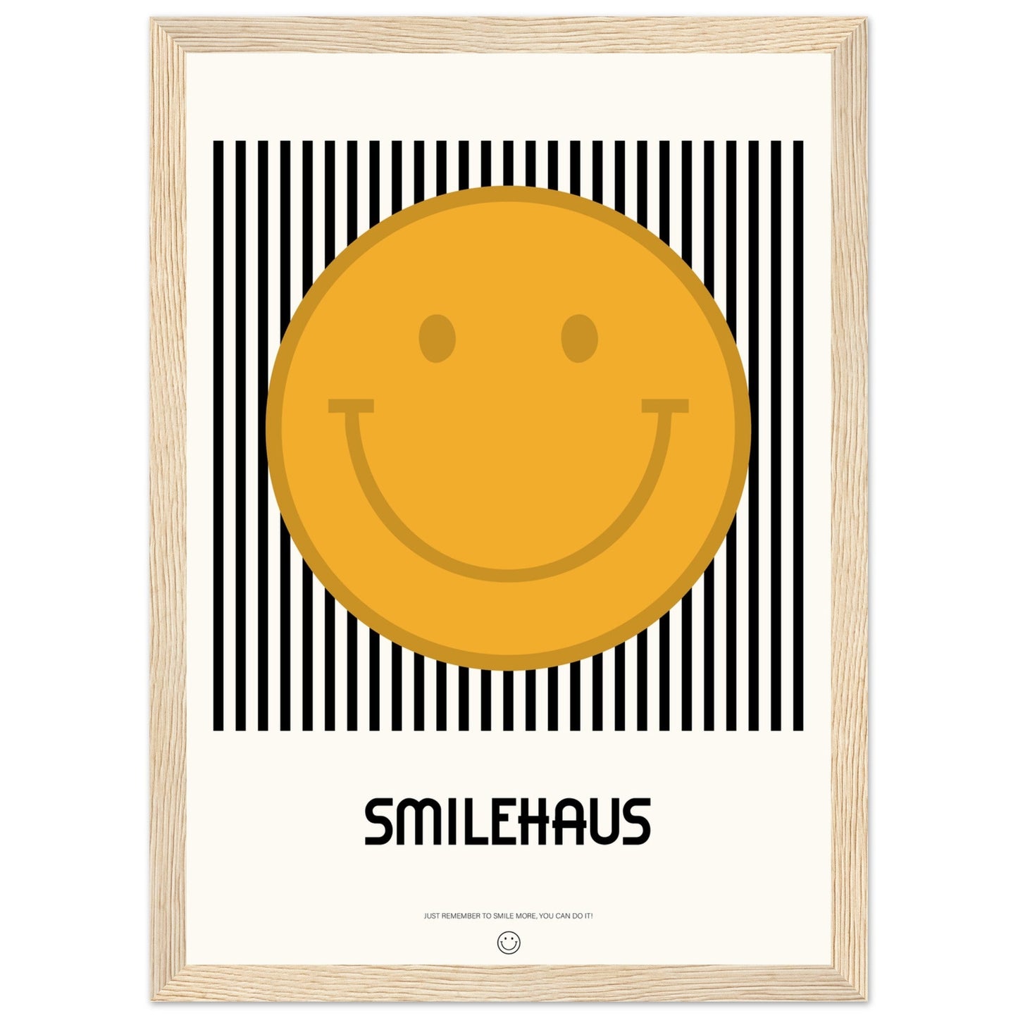 Yellow & Black 'Smilehaus' - Premium Matte Paper Wooden Framed Poster