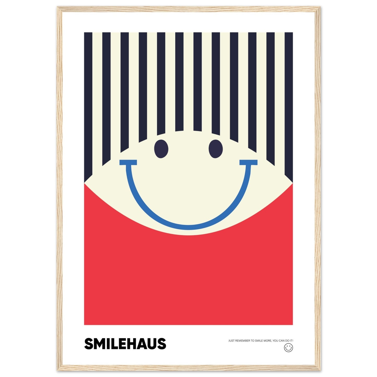 Red & Blue 'Smilehaus' - Premium Matte Paper Wooden Framed Poster