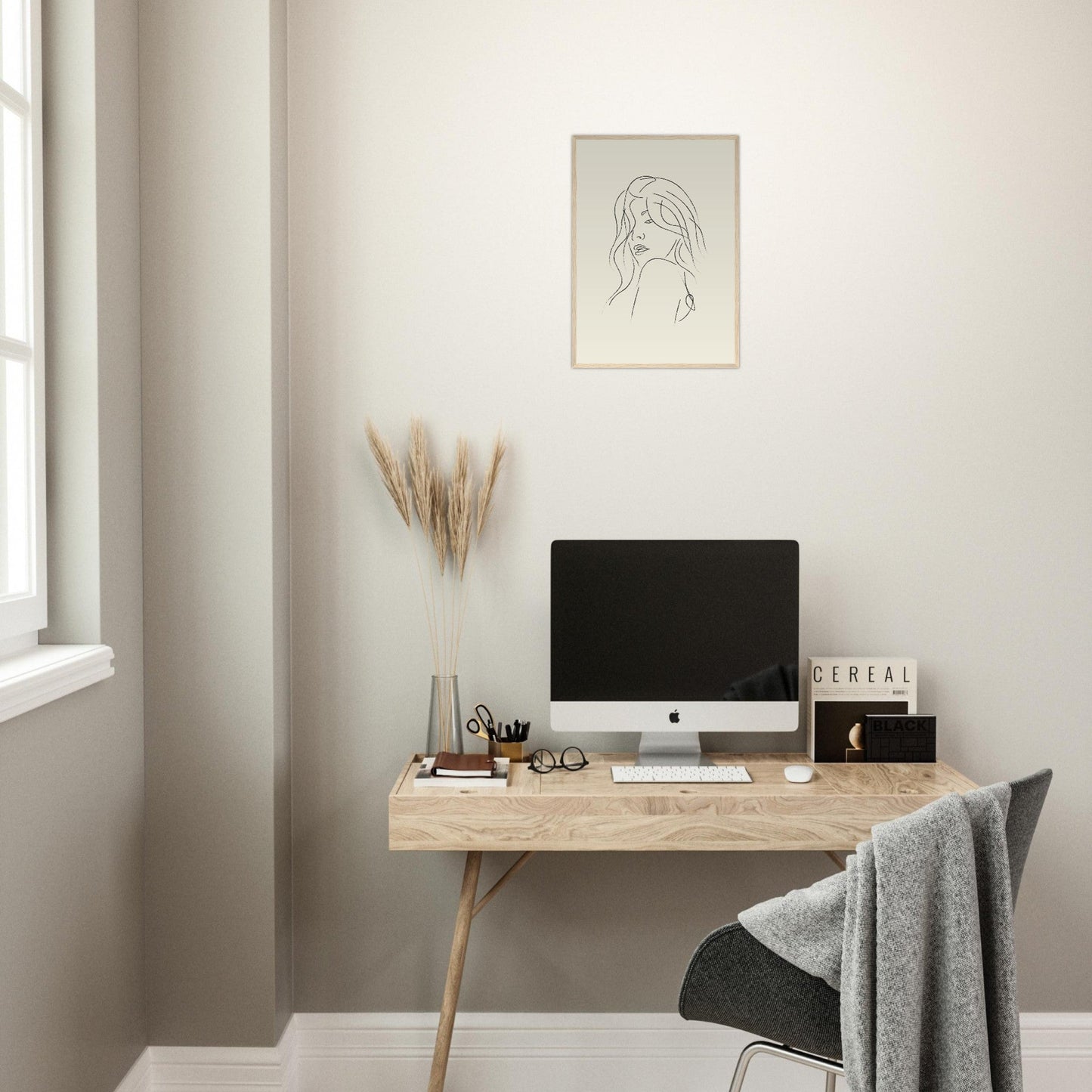 Line Art 'The Pose' - Premium Matte Paper Wooden Framed Poster
