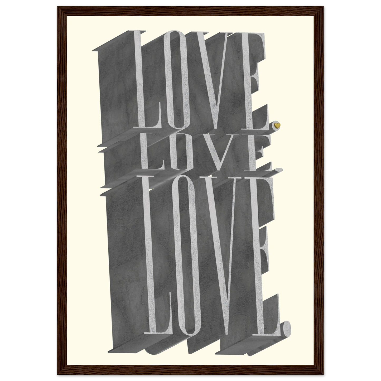 Sign 'Love, Love, Love' - Premium Matte Paper Wooden Framed Poster