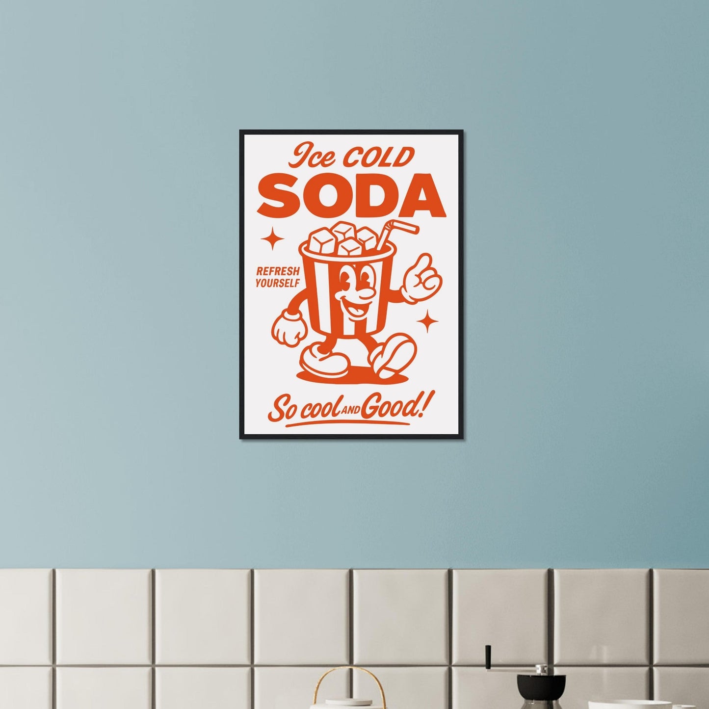 Food 'Ice Cold Soda' - Premium Matte Paper Wooden Framed Poster