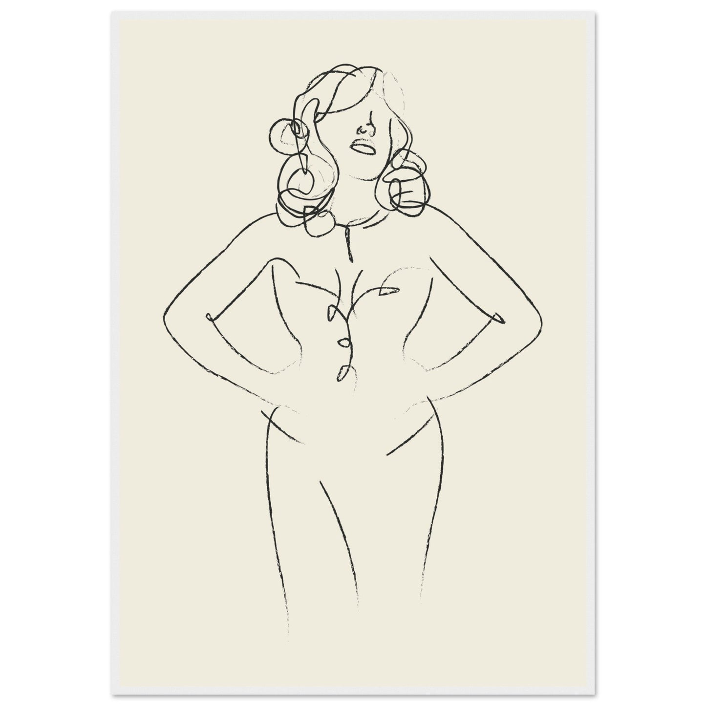 Line Art 'Sabrina' - Premium Matte Paper Wooden Framed Poster