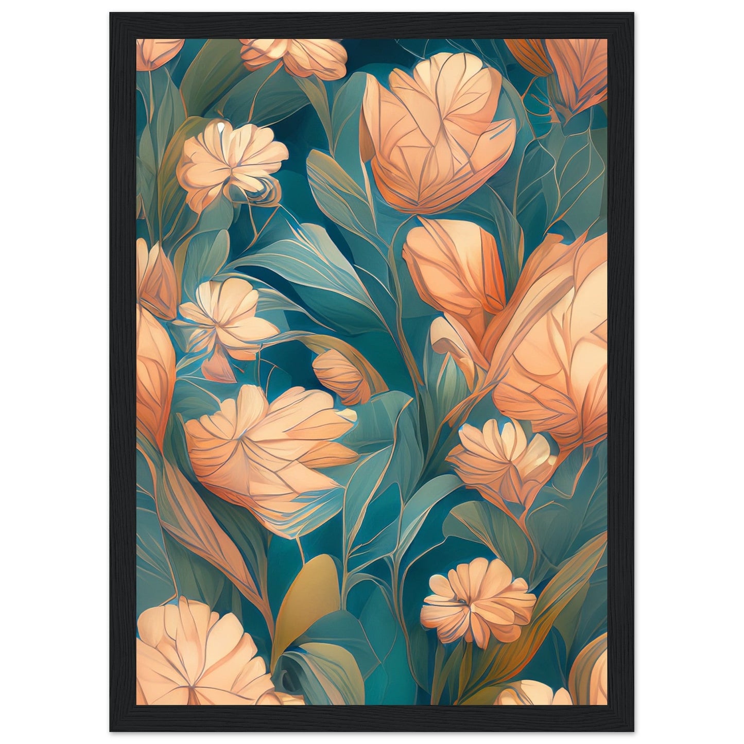Flowers 'Abstract Garden' - Premium Matte Paper Wooden Framed Poster