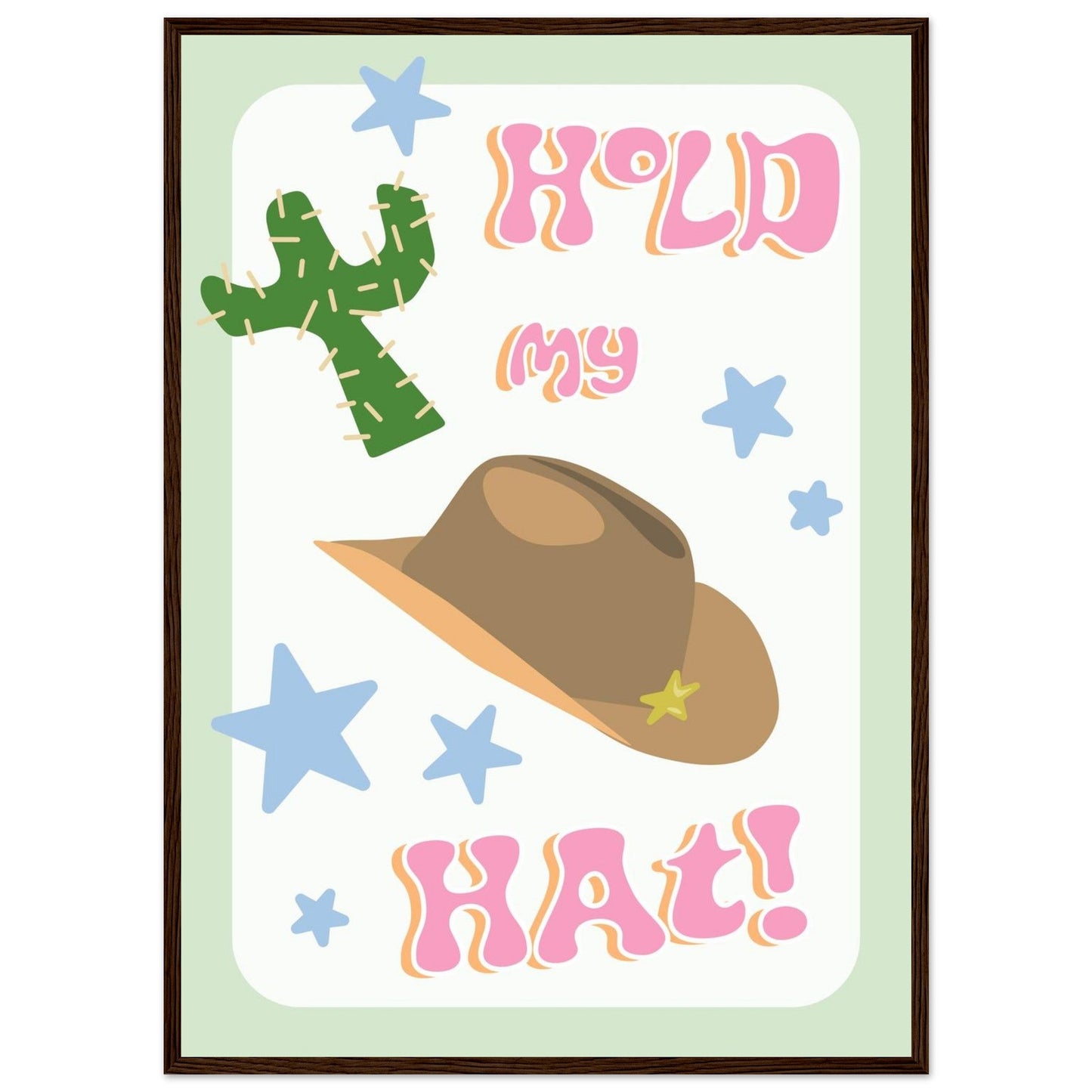 Groovy 'Hold My Hat' - Premium Matte Paper Wooden Framed Poster