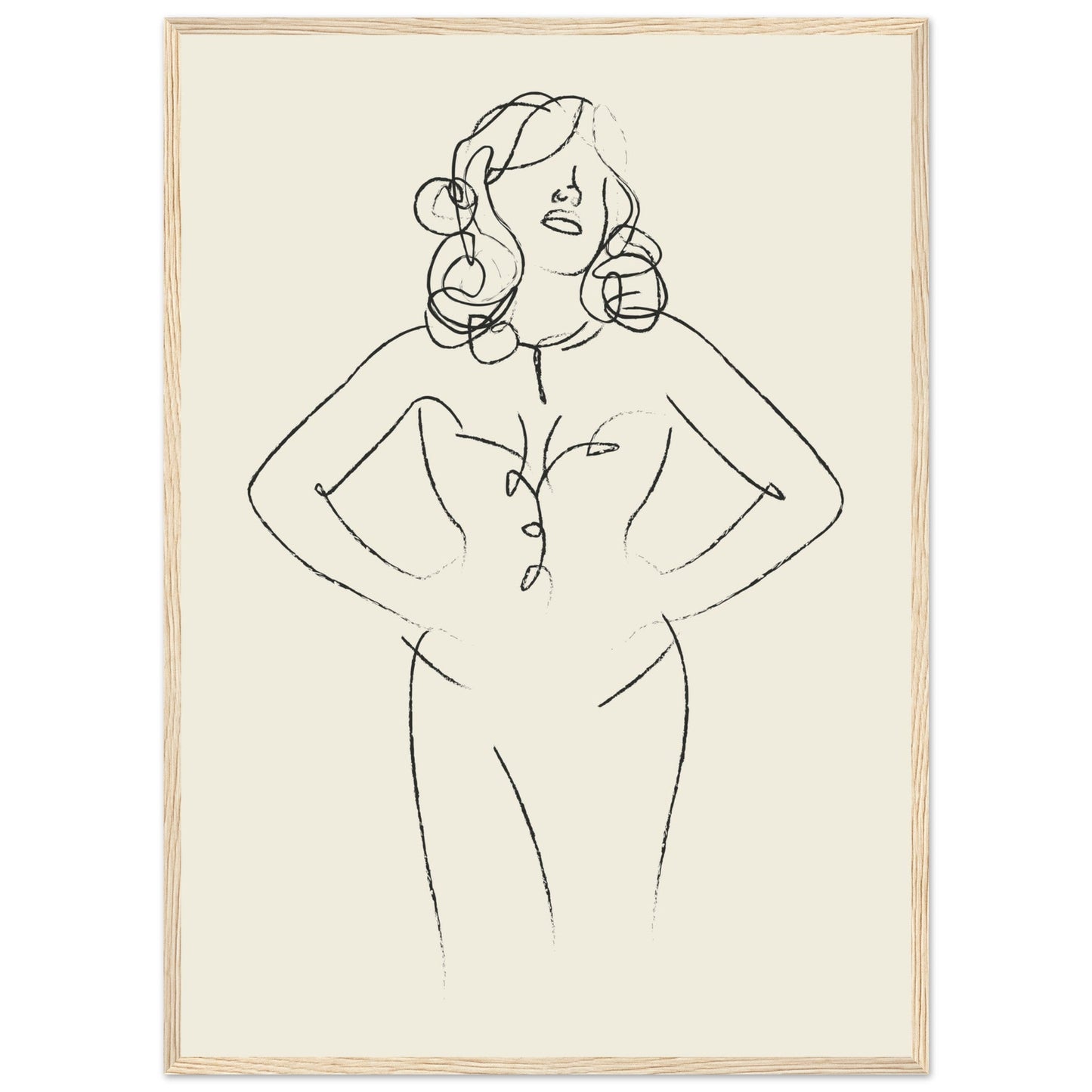 Line Art 'Sabrina' - Premium Matte Paper Wooden Framed Poster