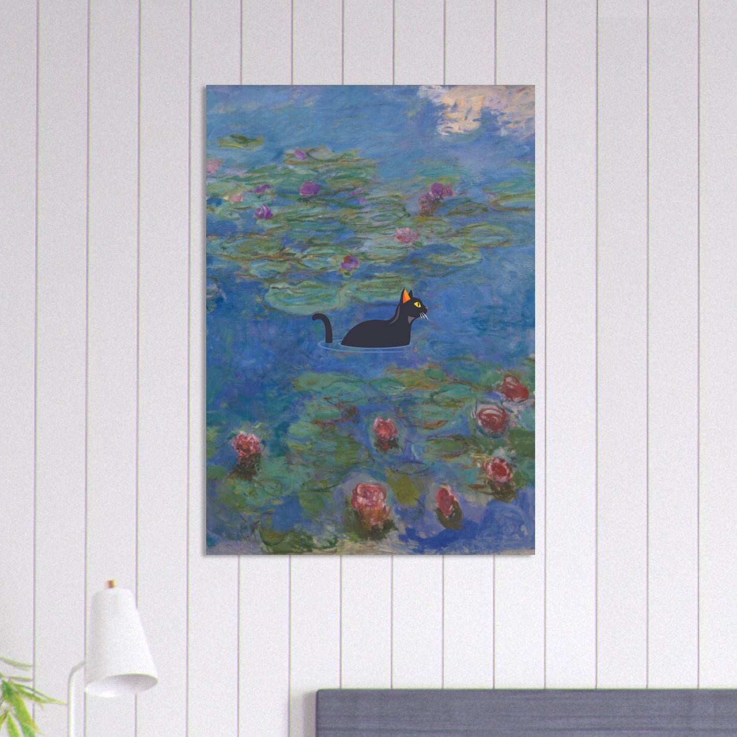 Water lilies (Cat) - Premium Matte Paper Poster