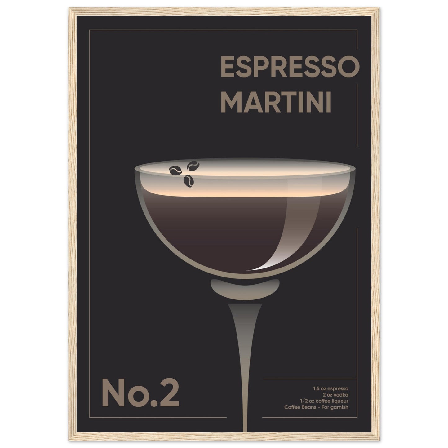 Cocktail 'Espresso Martini' - Premium Matte Paper Wooden Framed Poster