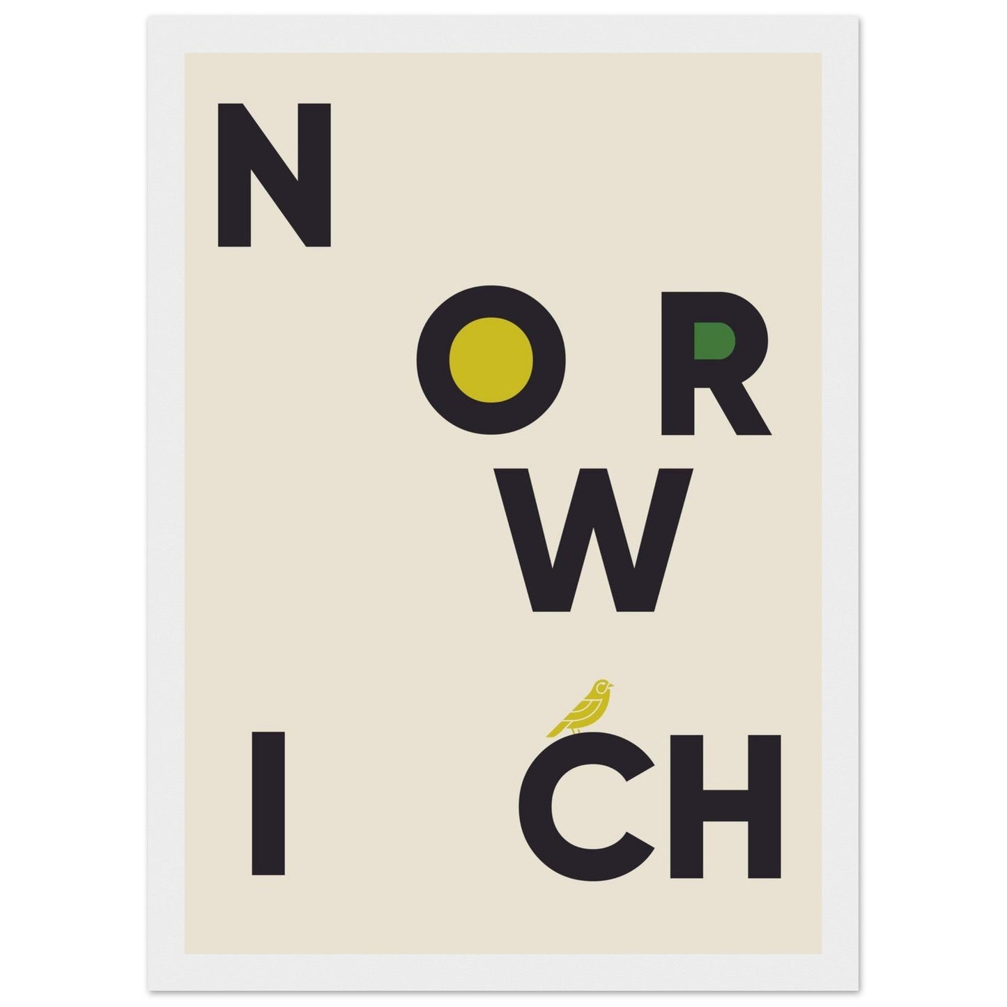 Cities/ Places 'Norwich' - Premium Matte Paper Wooden Framed Poster