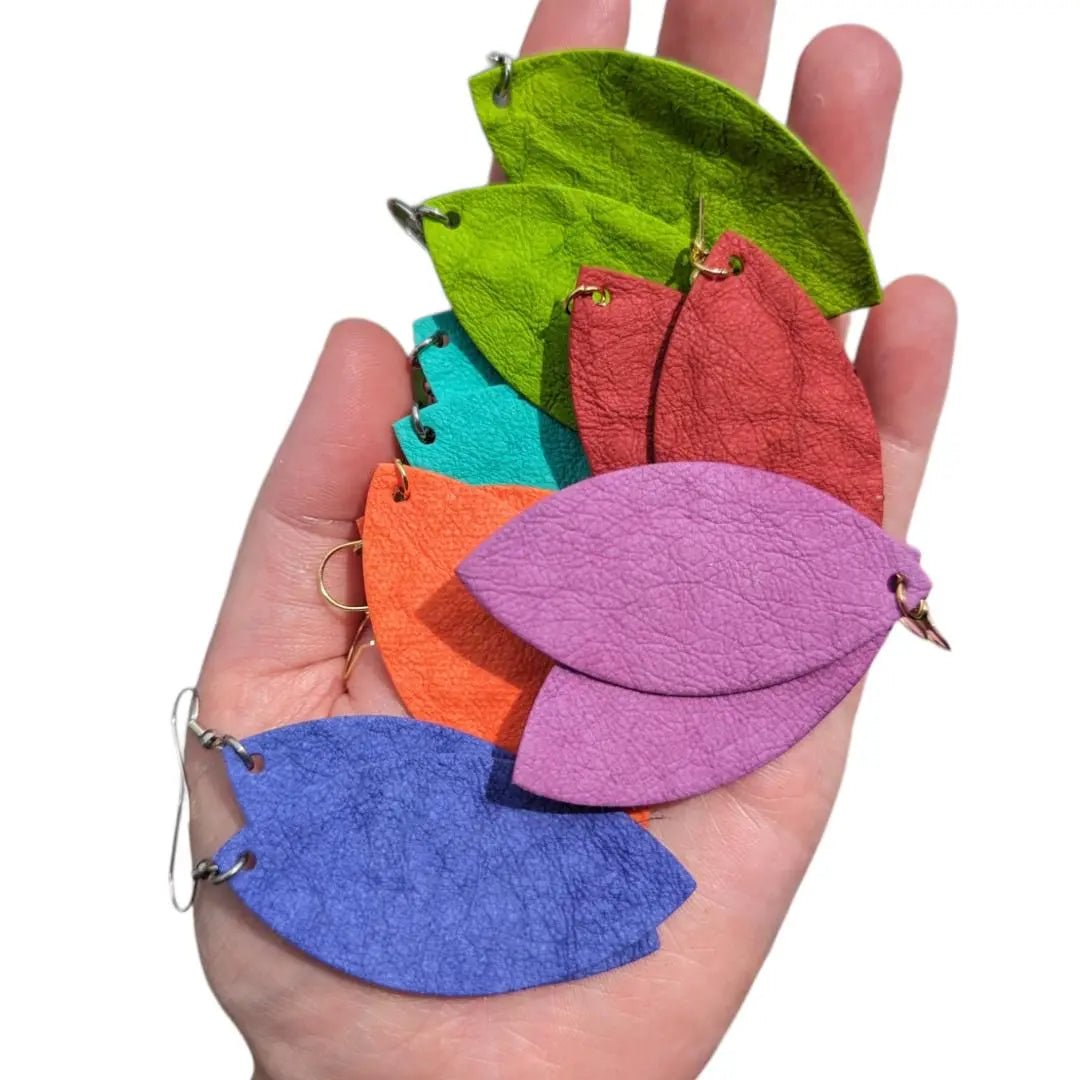Blue plant paper leaf earrings
