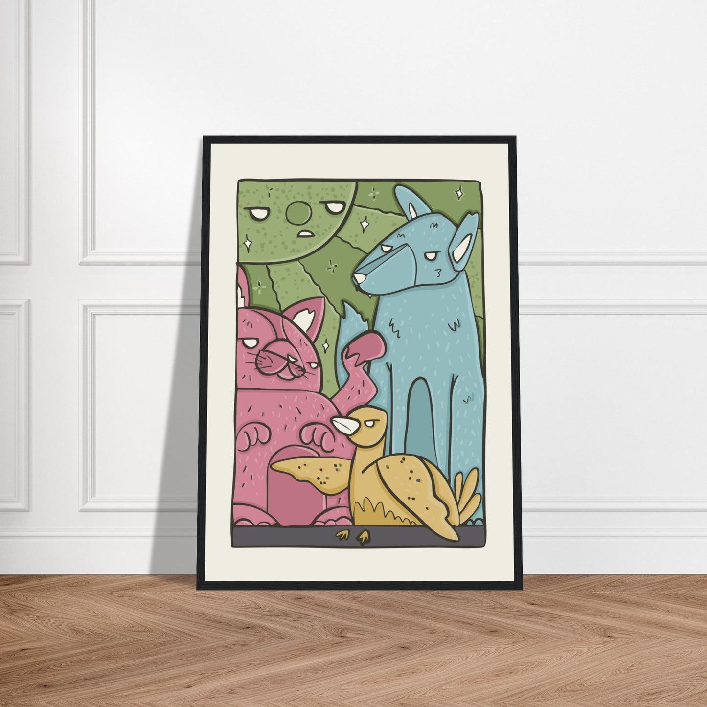 Animals 'The Crew' - Premium Matte Paper Wooden Framed Poster