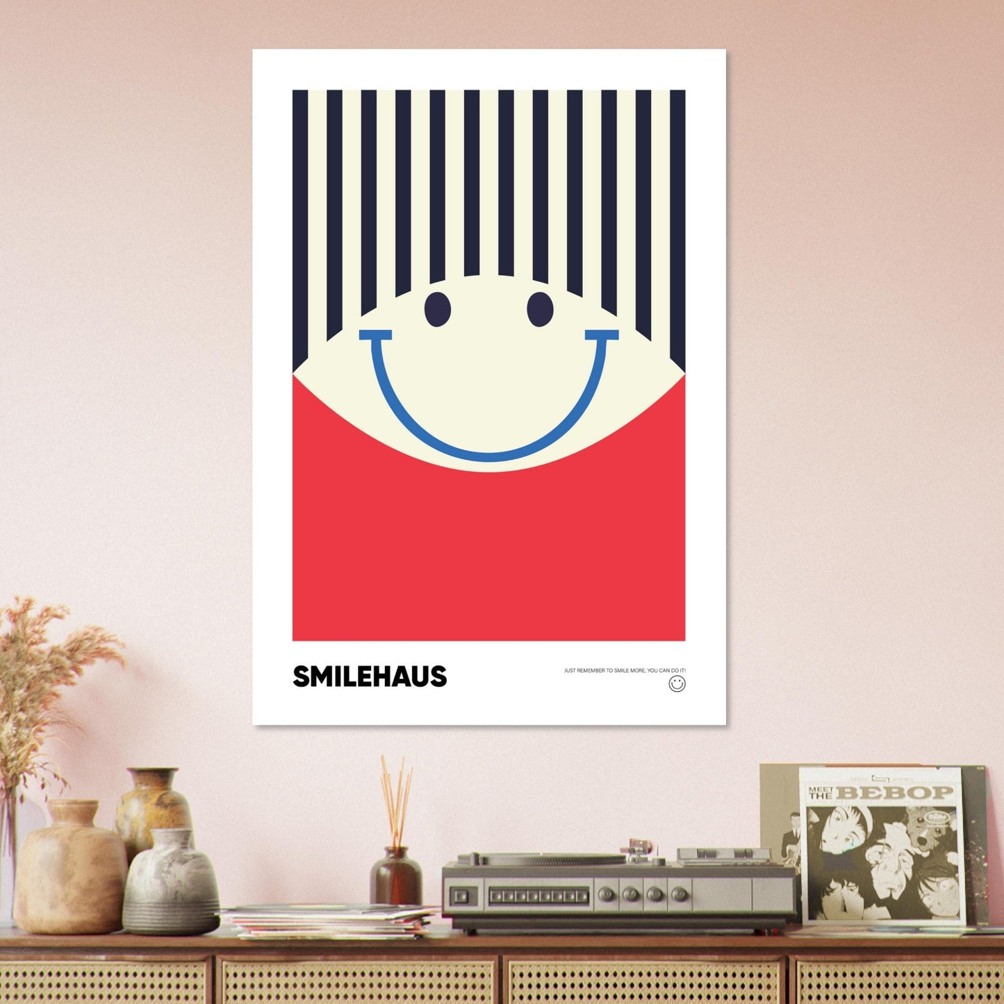 Red & Blue 'Smilehaus' - Premium Matte Paper Poster